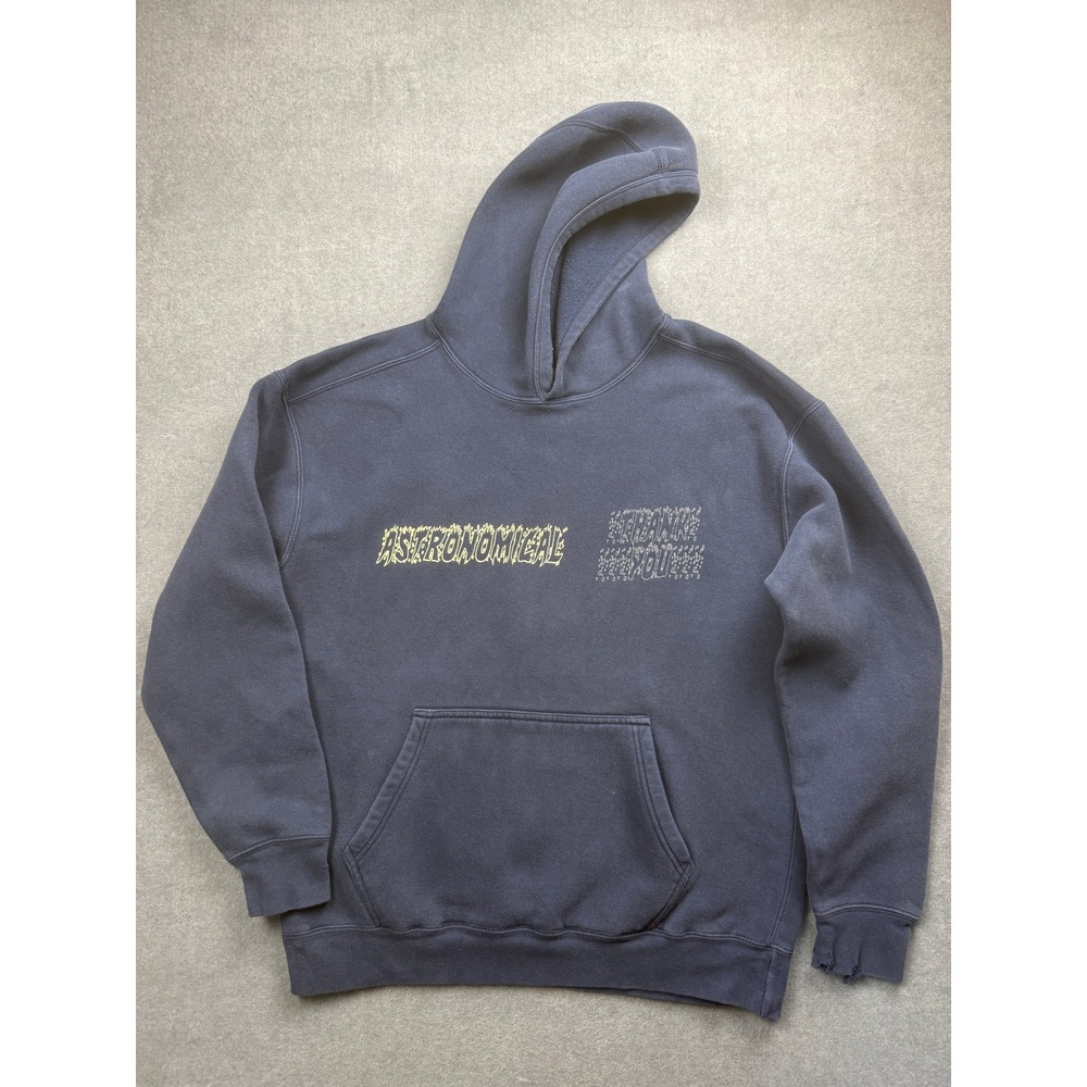 Thank You WRLD Astronomical Hoodie Navy Blue Graphic Sweatshirt Men L Distressed